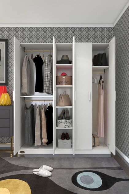 Kenzlife Gardırop 5 Kapılı 150 Lilyum Byz 180*150*42 Gardolap