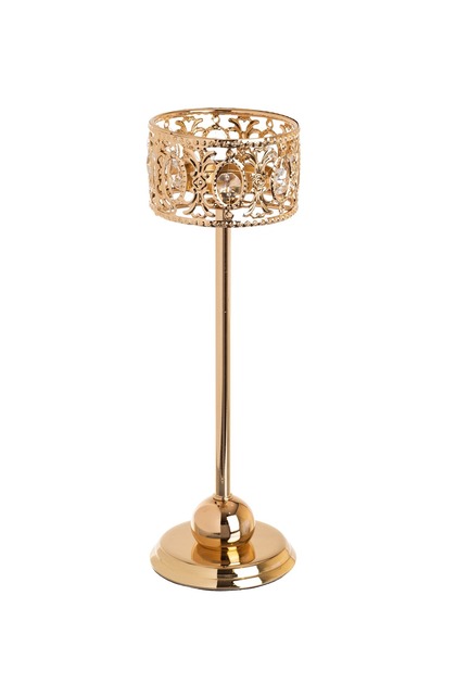 Gold metal candle holder 28 cm