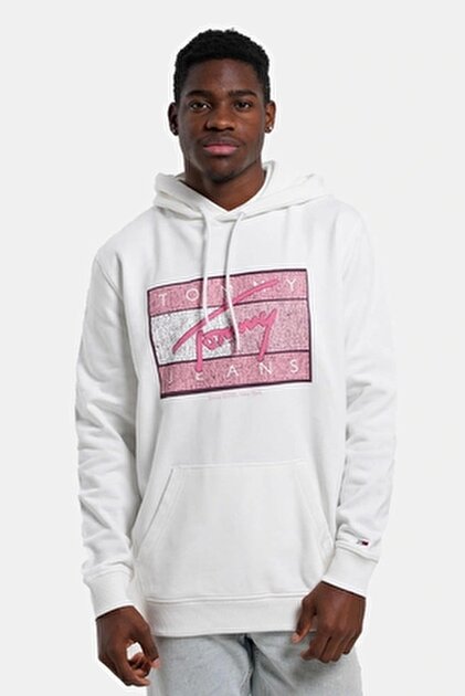Tommy Hilfiger TJM RLX BADGE 1/4 ZIP Erkek BEYAZ Sweatshirt