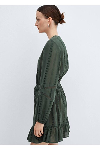 sachin and babi light blue dress MANGO Embroidered dress with puffy sleeves- Trendyol