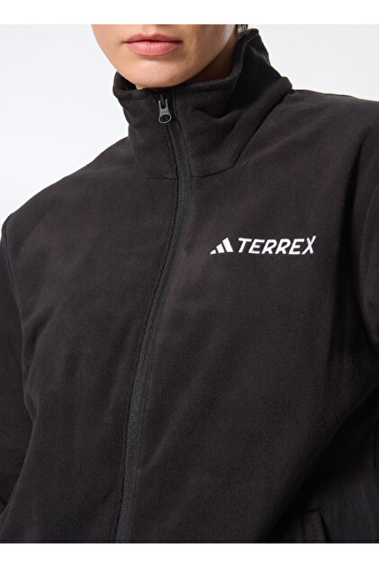 adidas Siyah Kadın Fermuarlı Yaka Zip Ceket JX5078 W MT ESS FZ FL