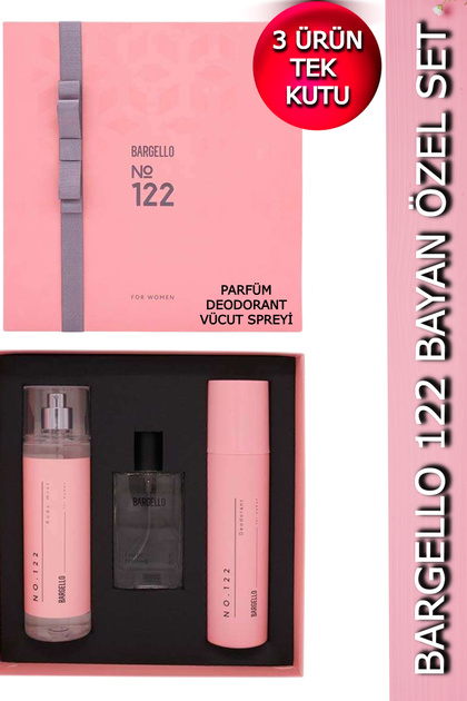 122 Kadın Parfüm Set - (PARFÜM+VÜCUT SPREYİ+DEODORANT) Özel Kutu