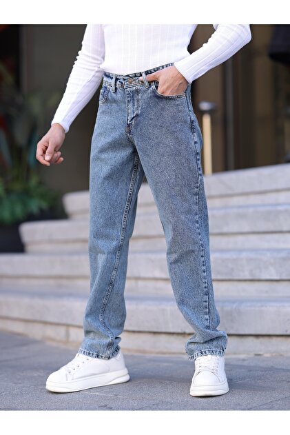 Erkek Baggy Fit Casual Denim Kot Pantolon