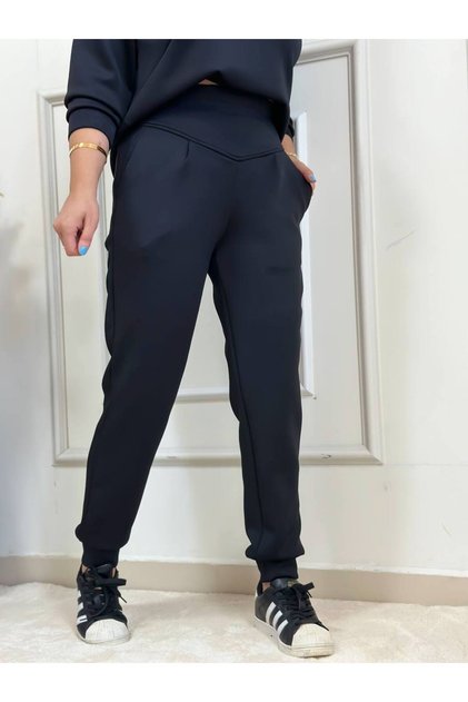 Women's High Waist Scuba Design Trousers