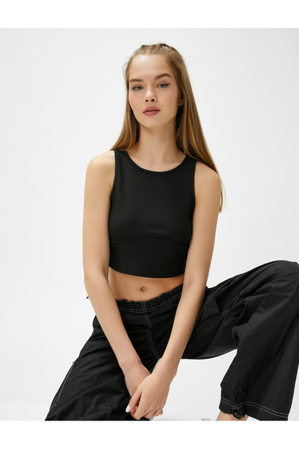 Basic Tank Top Halter Neck Ribbed Slim Cut