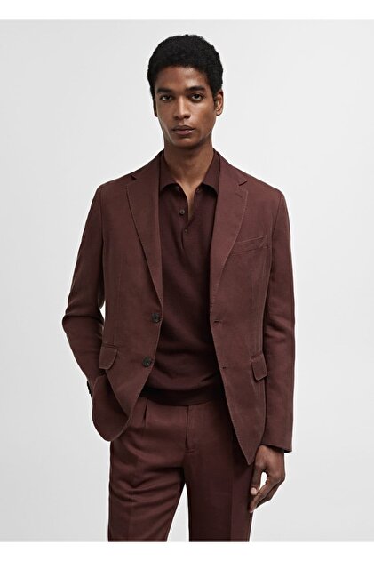 Dar kesimli keten blazer ceket