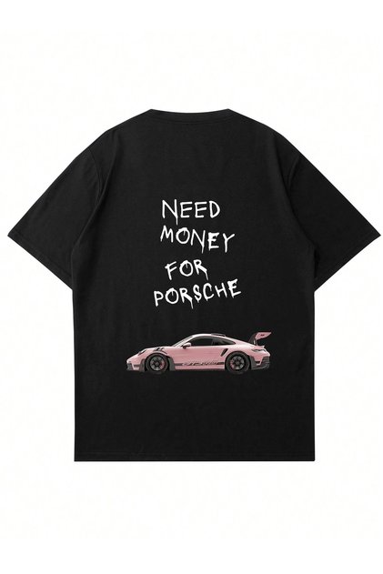 Unisex Need Money Printed Crew Neck Oversize Tshirt