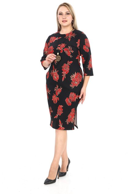 Floral Patterned Evening Dress with Accessory Gift 7048