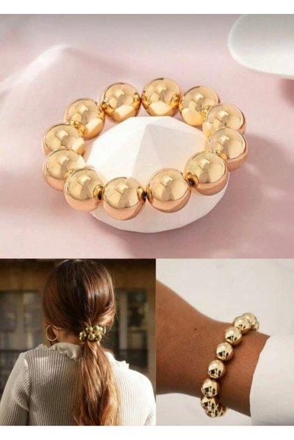 Kadın Gold Lastik Toka / Gold Bileklik 1 Adet