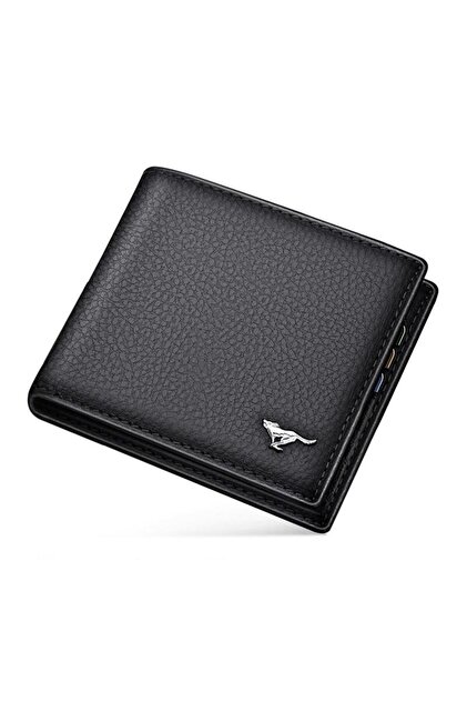 『Hollywood WALLET BLACK』 SEPTWOLVES Logo Genuine Leather Black Card Holder & Men's Wallet