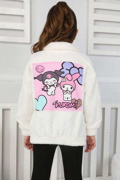 Mini Girl's Welsoft Cardigan with Crème Detail Pocket - Cream