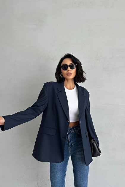 Women's Double Button Oversize Blazer Jacket