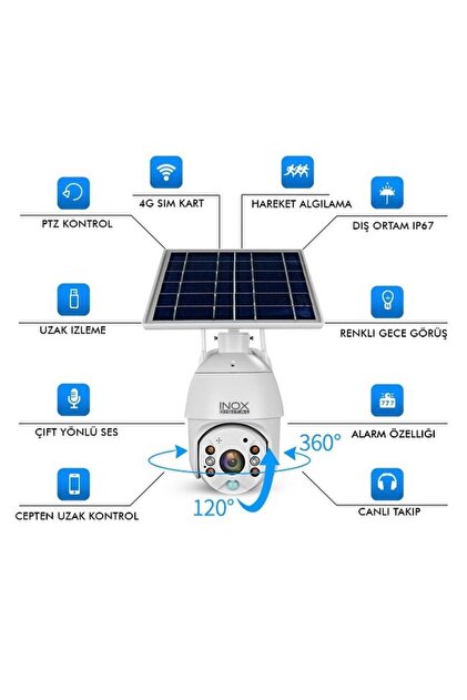 Genel Markalar Sim Kartlı 4G 2 Kameralı Solar Panelli Güneş