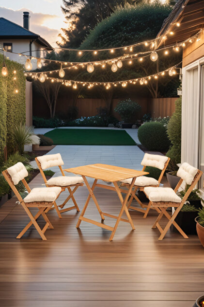 Meya Dekor 4 1 Minderli Balkon Bahçe Mutfak Bistro Set Katlanır