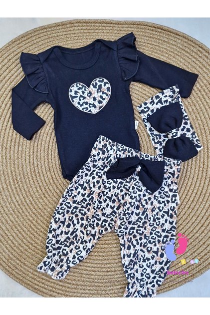 Heart Patterned Bandan Baby Girl's Set