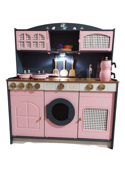 hedefixtoys Rattan Şıklığında Ahşap Oyuncak Mutfak - Fiyatı, Yorumları