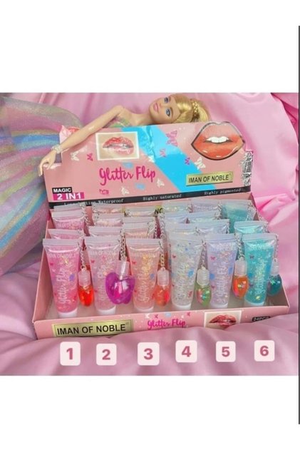 6 Pieces Heart Lip Gloss - Lip Gloss, Lip Balm, Lip Oil Glitter