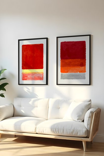 Wooden Black Framed 2 Piece Set Painting Huhu93 - Double Painting Set Black Frame