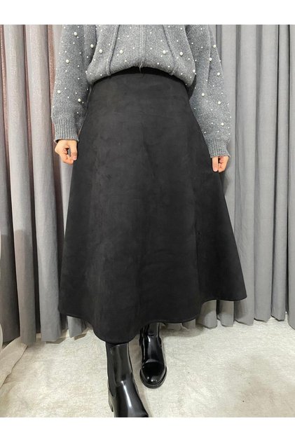 Süet Kumaş Puf Kloş Tesettür Ve Günlük Etek Boy:94-95cm