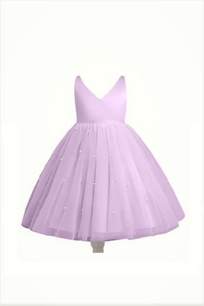 Wrap Neckline Pearl Dress Birthday Graduation Dress
