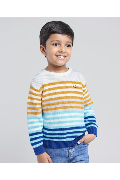 Babyoye 100% Cotton Colour Blocked Full Sleeves Pullovers - Multicolour