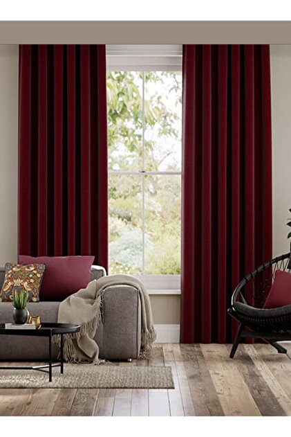 Burgundy Blackout Light-Proof Background Curtain, Pleatless Blackout Sunshade (Widthxlength)