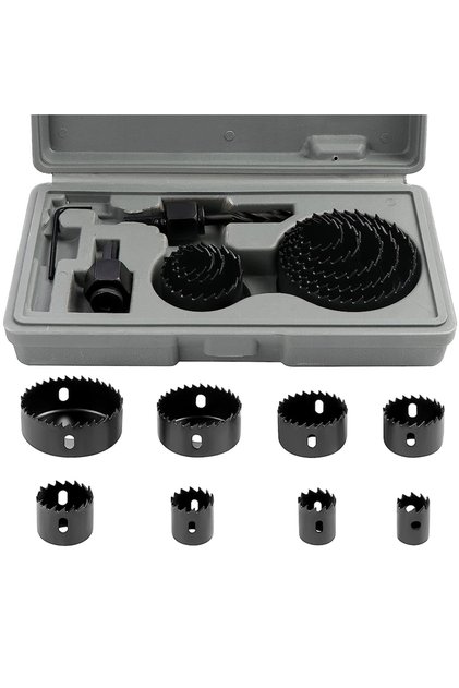 Black 11pcs/set Hole Saw Cutting Set Kit Tools 19-64mm Wood Metal Alloys Circular Round with Case