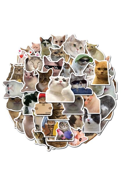50PCS 50PCS Cat MEME Funny Animals Stickers Vintage Toy DIY Kids Notebook Luggage Motorcycle Laptop