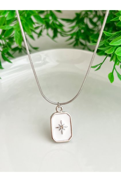 Fashionable Women's Necklace with Enamel North Star with Steel Chain
