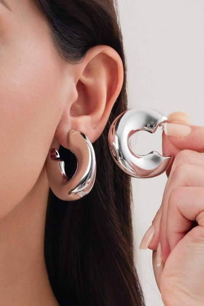 Women's Wavy Imported Hoop Steel Earrings