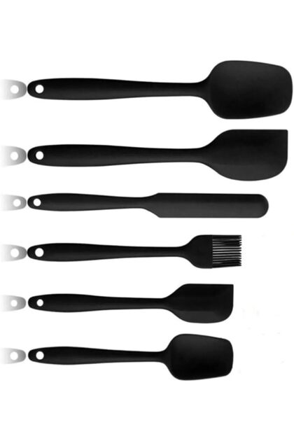 Fireproof Silicone Kitchen Set - 6 Persons; Spatula, Spoon, Knife, Egg Brush