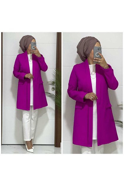 6666 k60 buyuk beden blazer ceket fusya