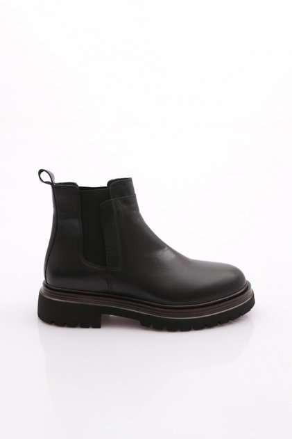Men's Strech Detailed Boots Genuine Leather Black Analine 2311223210