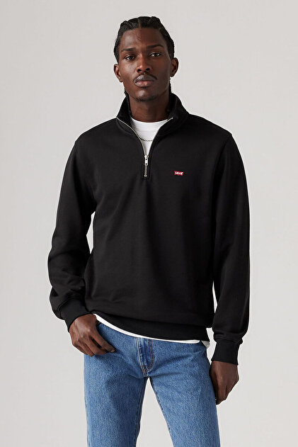 Levi's Orijinal Housemark Yarım Fermuarlı Siyah Sweatshirt - 001tu