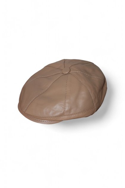 Cap Hat Genuine Leather Unisex Cream Color