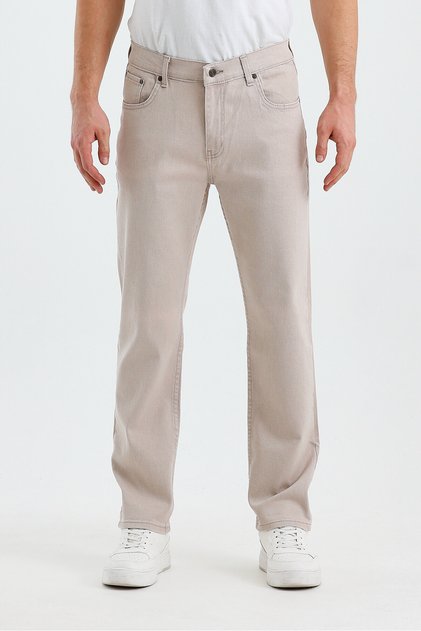 Erkek Regular Fit Normal Kesim Geniş Paça Yüksek Bel Casual Jean Denim Kot Pantolon