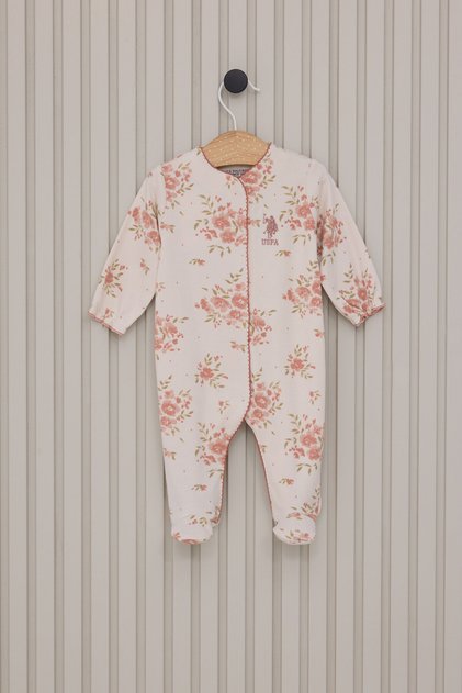 U.S. Polo Assn Baby Girl Cream Jumpsuit