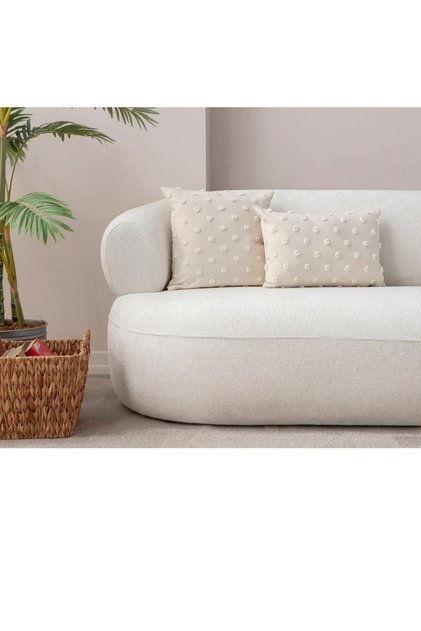 Polka Dot Patterned Linen Textured Throw Pillow Cover Set of Two 35X50 & 43X43