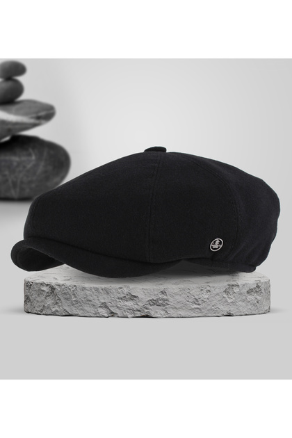 Black Wool Winter Fabric Men's Tommy Shelby Boonie Hat (Anti-Sweat Satin Lining)