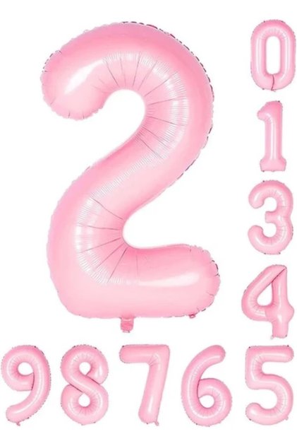 Tüm Rakamlarda Pembe Folyo Balon 34 Inç 76-82 Cm