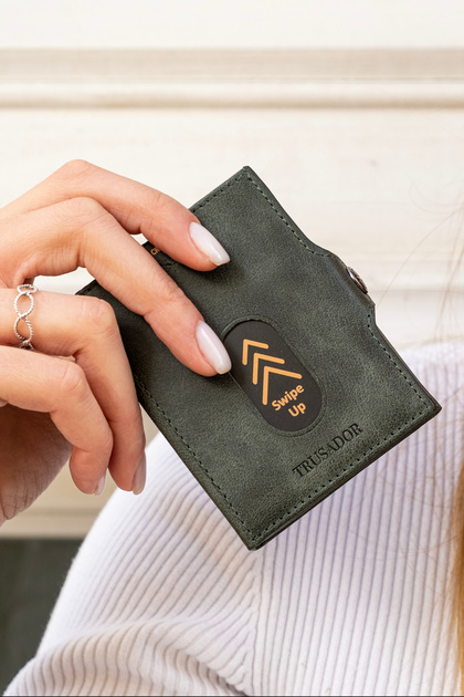 Valencia Green with Coin Pocket Unisex Genuine Leather Rfid Protection Men's Women's Mini Wallet