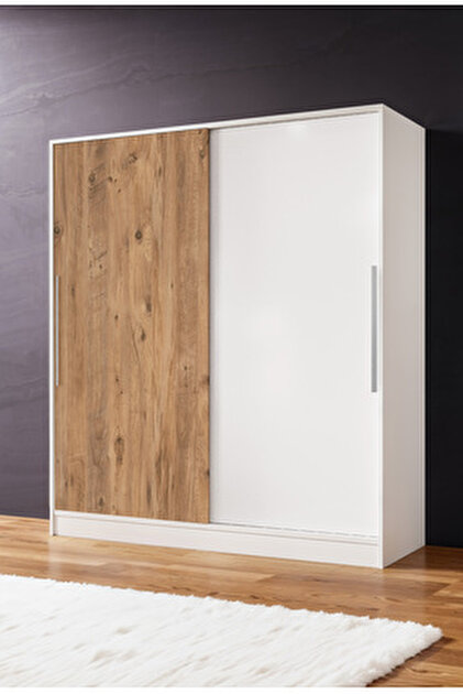 Aeka Ae-4001 Zambak Sürgülü Dolap Çok Raflı Çekmeceli Askılı Beyaz