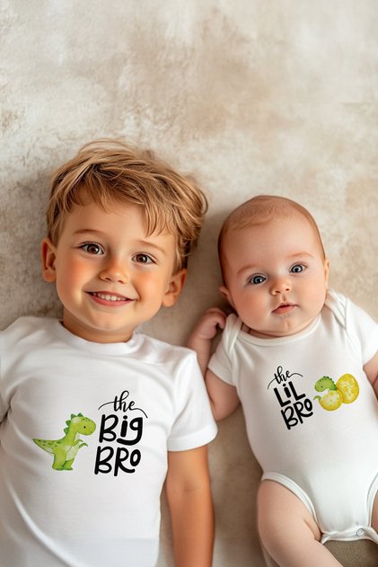 مجموعة Big Bro Little Bro Bro Bro منقوشة على شكل ديناصور (المنتج بسعر واحد. (إضافة منفصلة في السلة)