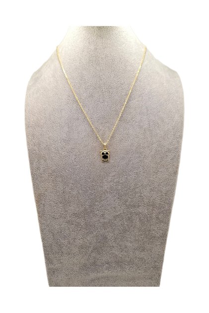Gold Color Black Owl Model Necklace