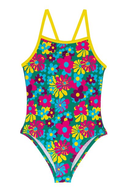 Thin Strap Jn43 Girl's Swimsuit Floral