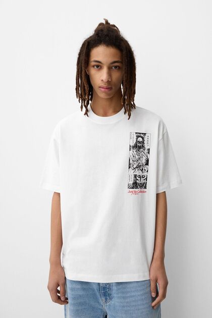 Bershka Junji Ito print short sleeve T-shirt- Trendyol