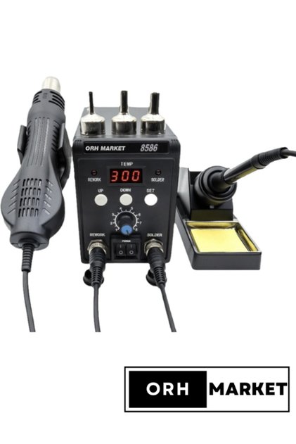 8586 LCD Ekranlı Isı Ayarlı Sıcak Hava Üfleme Havya istasyonu Üflemeli Havya Makinesi