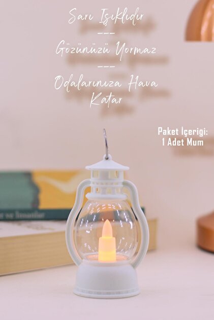 Telvesse Led Mum Mini Kamp Tipi Pil Dahil Dumansız Alev Ledli