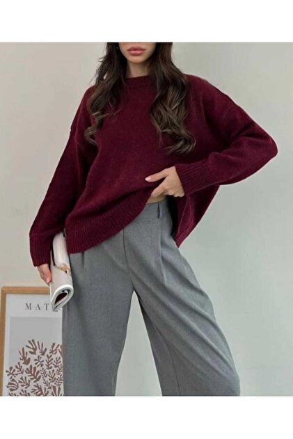 Malkoçbey Bisiklet Yaka salaş Oversize Triko Kazak