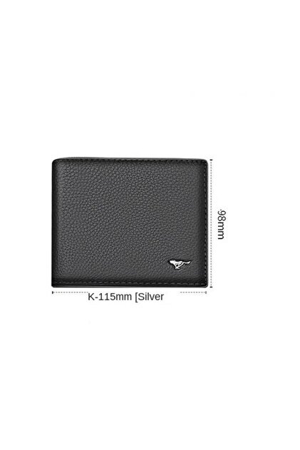 SEPTWOLVES Logo Genuine Leather Black Card Holder & Men's Wallet